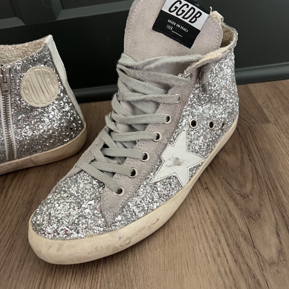 Authentic Golden Goose Francy Mid-Rise Silver Sneakers- 38 - Picture 3 of 10